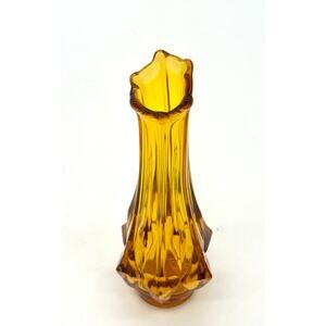 Vase - Vintage Kanawha Amber Glass Dimond Swung 10" H